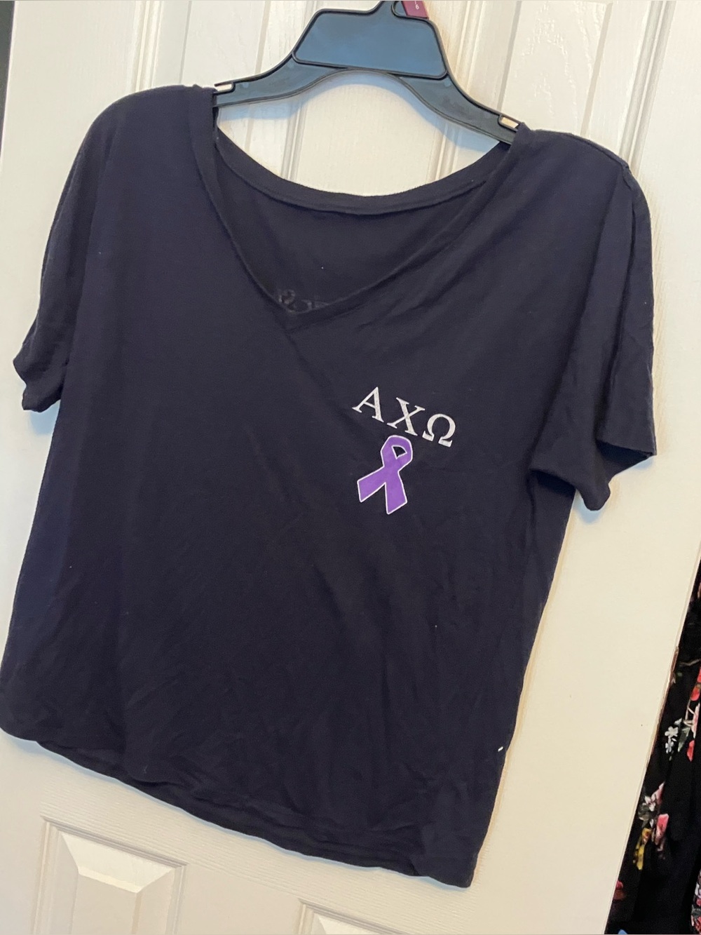 Navy Alpha Chi Omega sorority shirt
